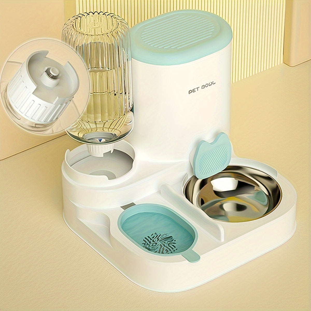 Distributeur Automatique 2-en-1 Nourriture et Eau pour Chats