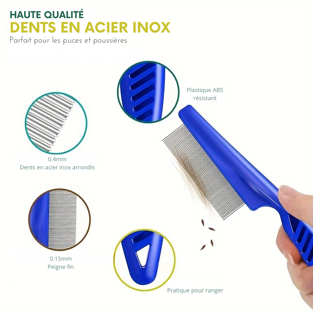 Ensemble de 6 Peignes Anti-Puces pour Chiens et Chats