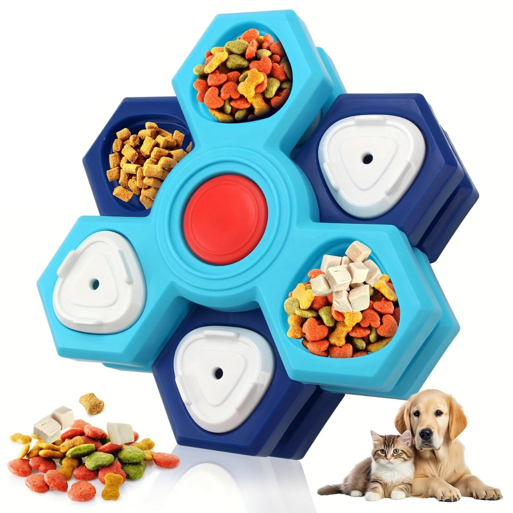 Jouet Distributeur de Croquettes Rotatif à 4 Niveaux – Puzzle Interactif pour Chiens