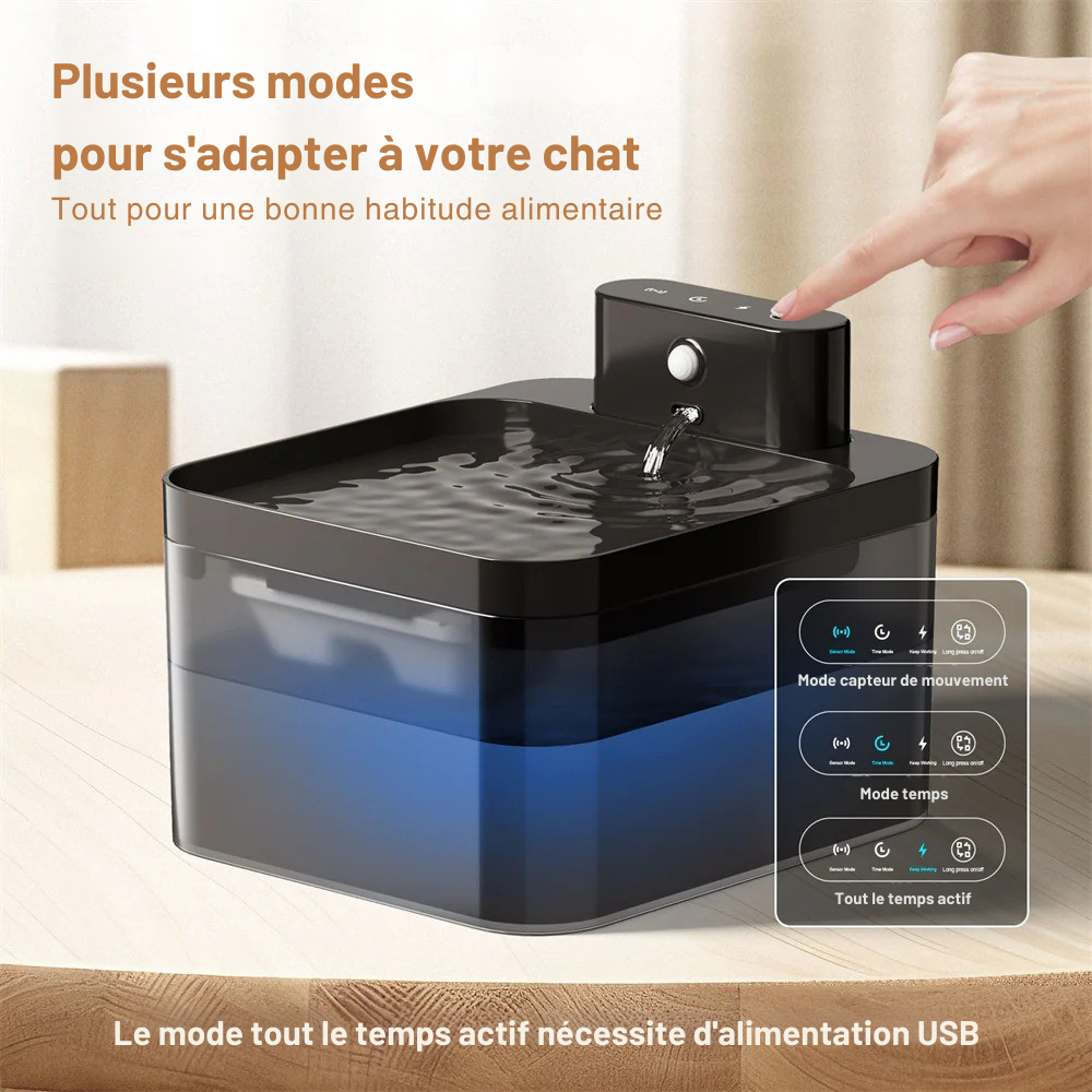 Fontaine Connectée 2.2L à Détection pour Chat & petit Chien
