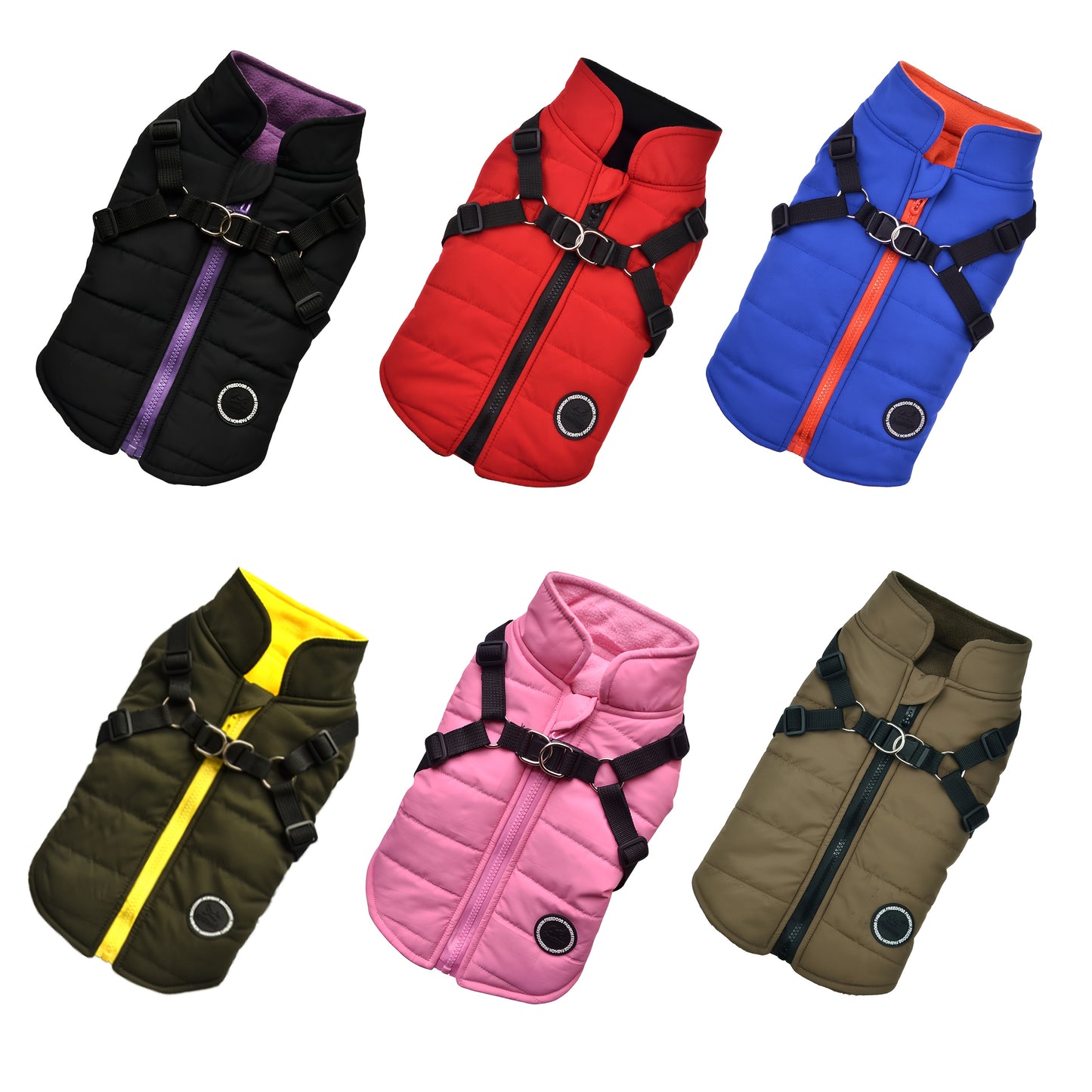 Veste Matelassée Rouge avec Harnais Intégré pour Chiens