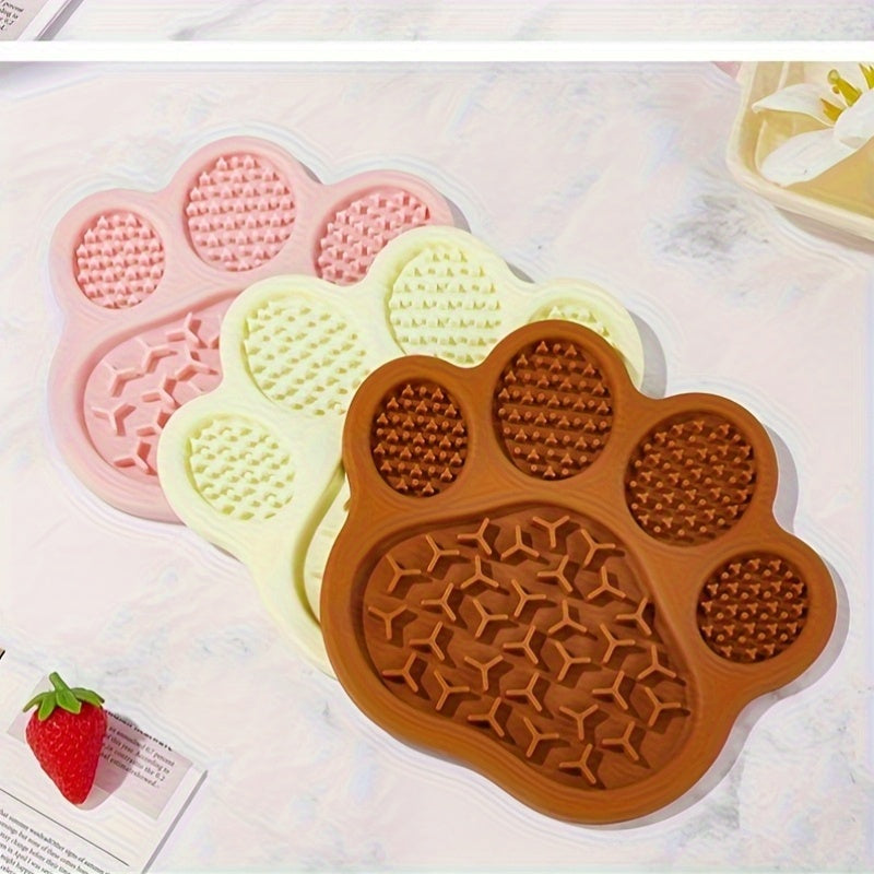 Tapis à Lécher Silicone Forme Patte – Bol Antiglouton avec Ventouses