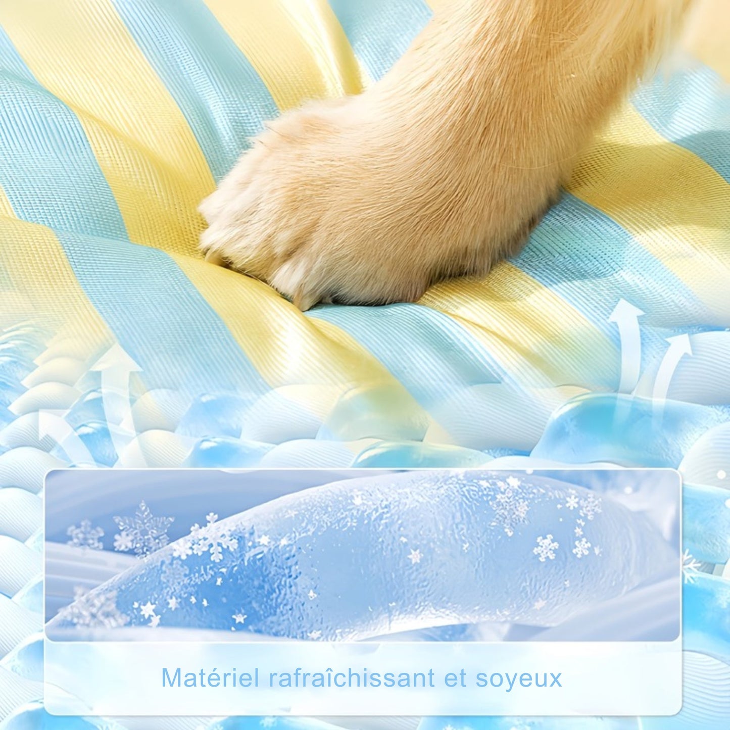 Tapis Rafraîchissant Rayé Été Lavable pour Chien et Chat