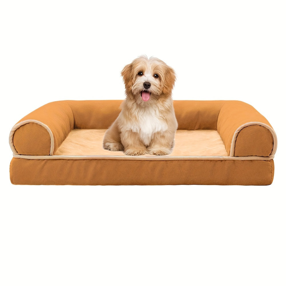 Canapé Orthopédique Gris à Mousse avec Rebord pour Chien