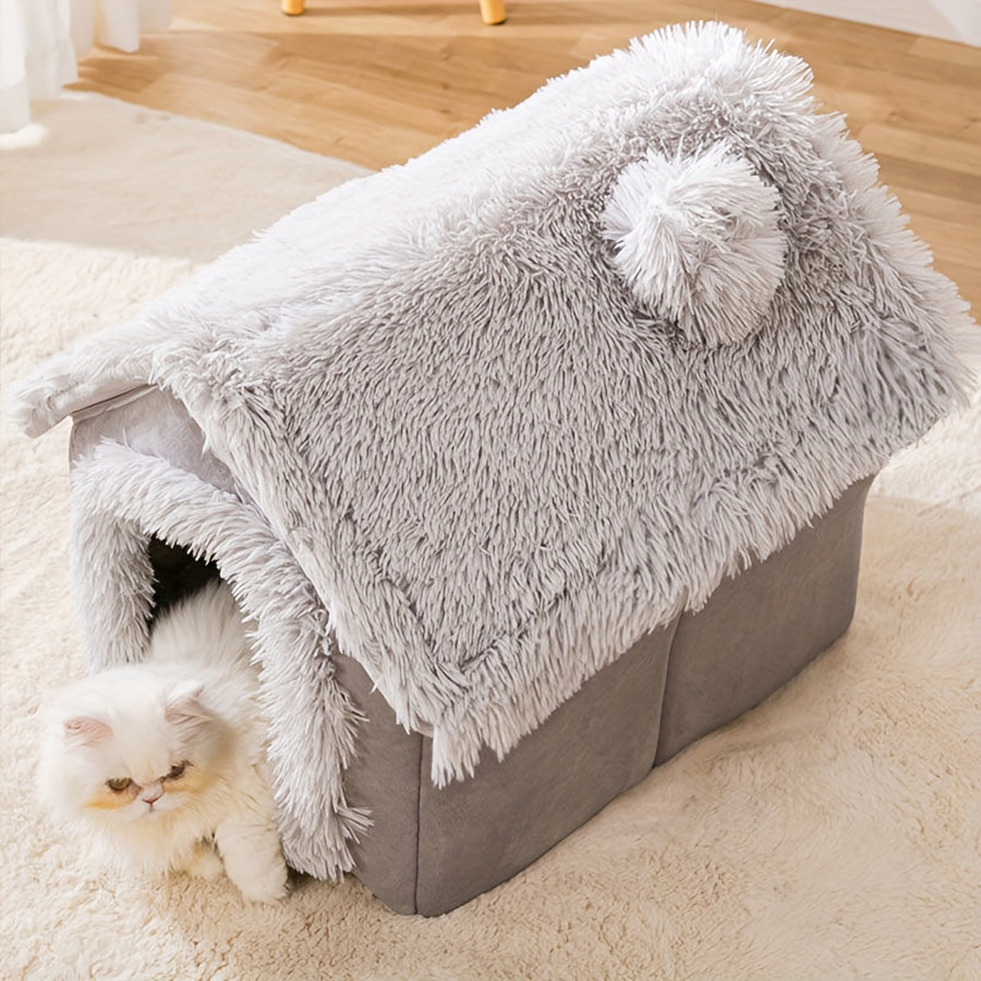 Maison douillette en forme de chalet pour chat et petit chien