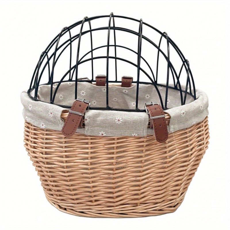 Panier vélo vintage en osier avec grille pour Chien