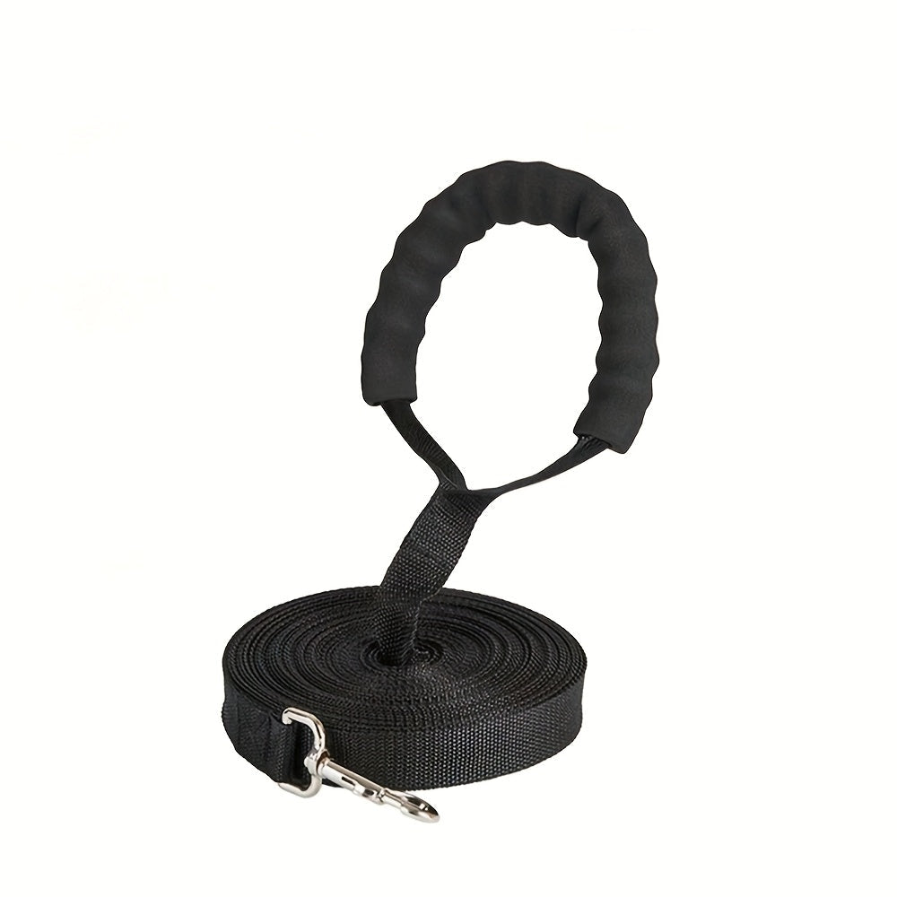 Longe Noire avec Poignée Mousse pour Chien – 1,5 m à 20 m