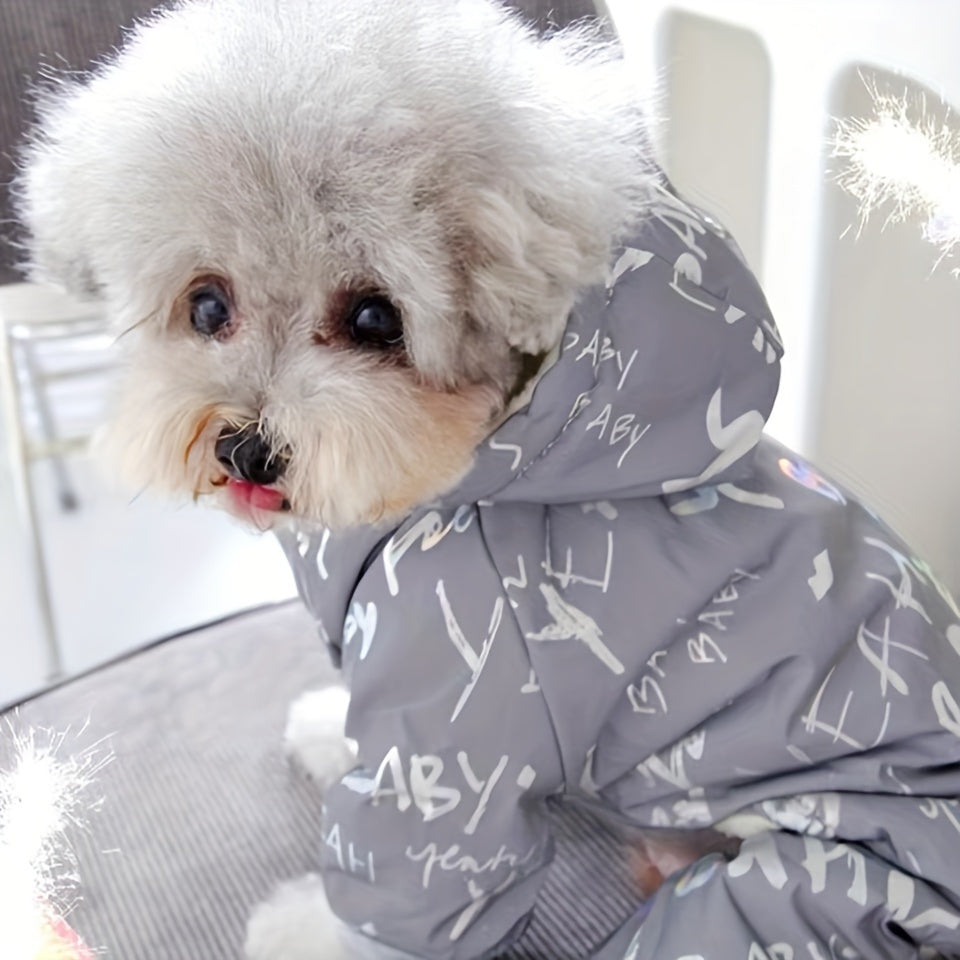 Combinaison Réfléchissante Grise pour Chiens et Chats – Vêtement Hiver à Capuche