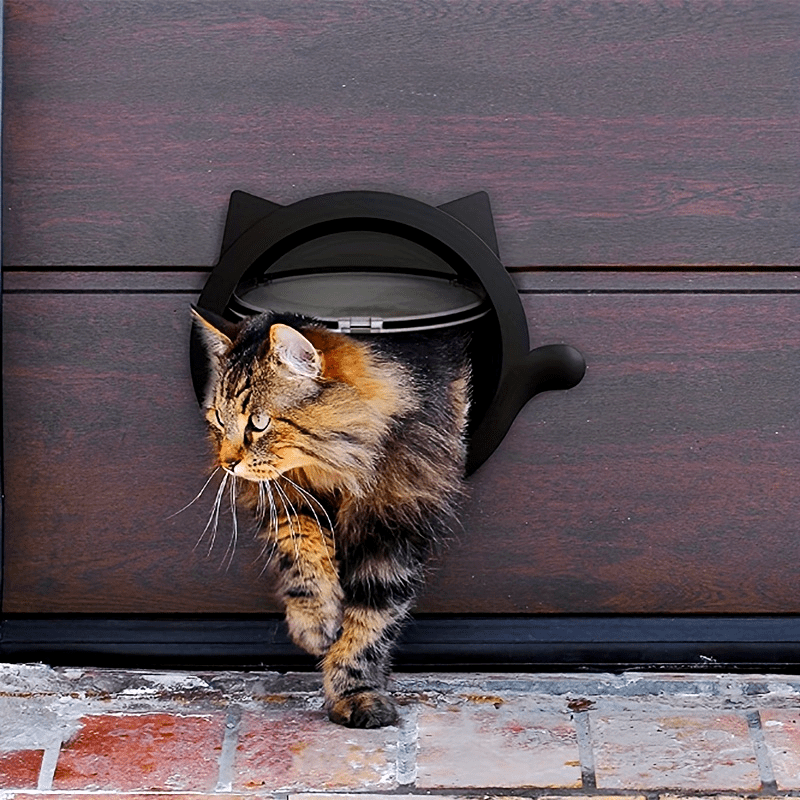 Porte à Battant Rond pour Chat et Petit Chien – Système de Verrouillage 4 Positions