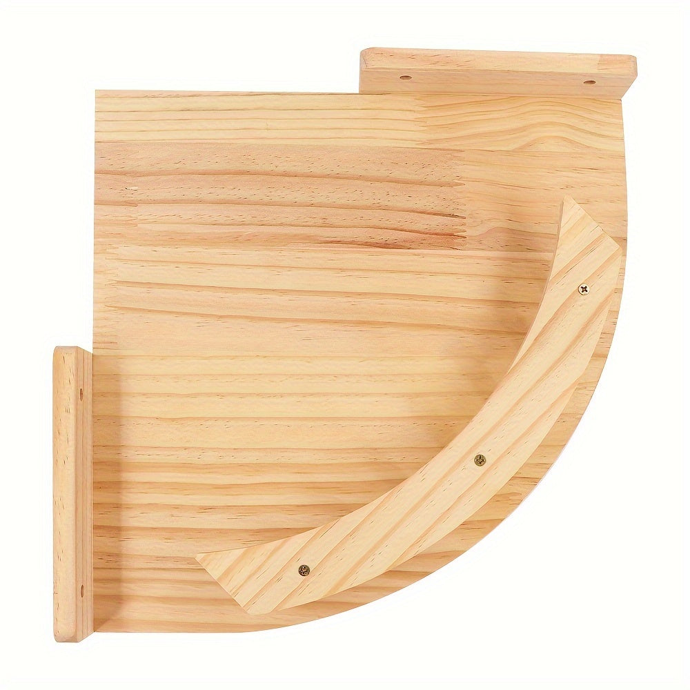 Perchoir Mural d’Angle pour Chat en Bois Massif
