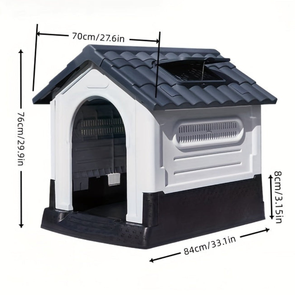 Niche Extérieure Ventilée Toit Ouvrant et Base Élevée pour Chien