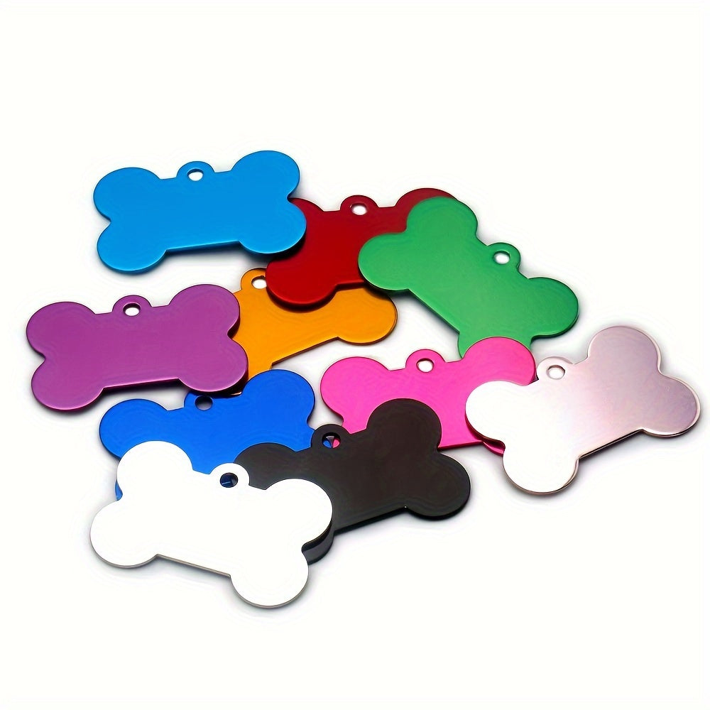 Lot de 10 Médailles os personnalisables en aluminium pour Collier Chien