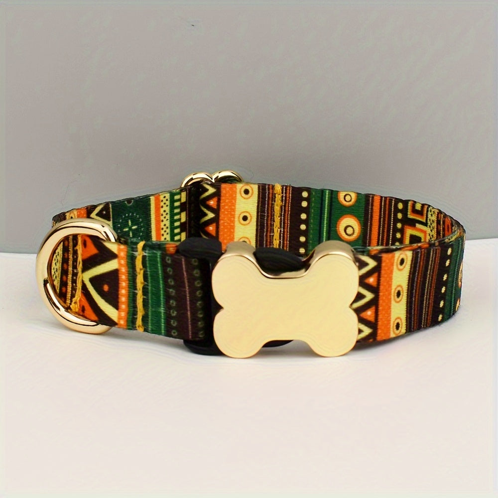 Collier pour Chien à Motif avec Boucle Os Dorée