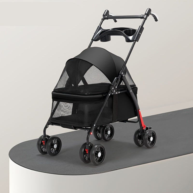 Poussette Pliable 4 Roues pour Petits à Moyens Chiens