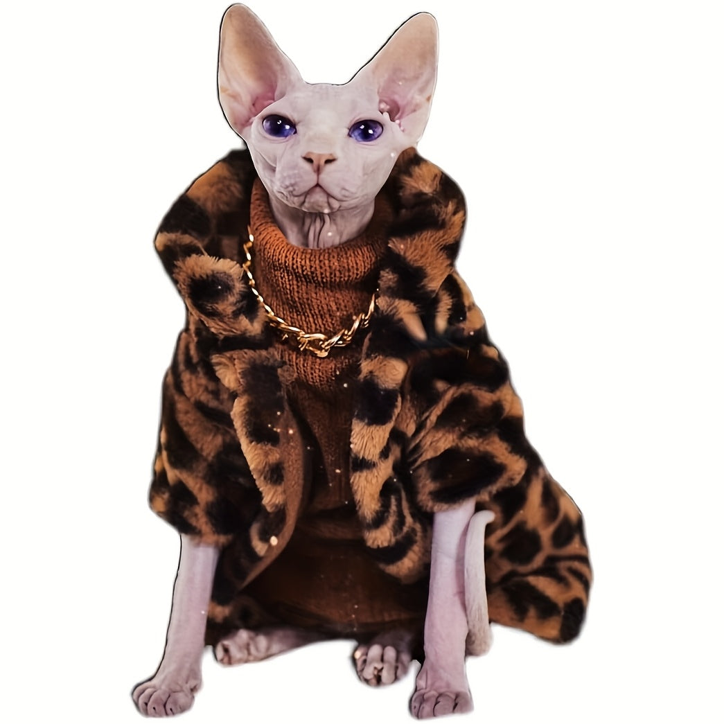 Manteau Léopard Doublé pour Chats Sans Poils – Duomasumi