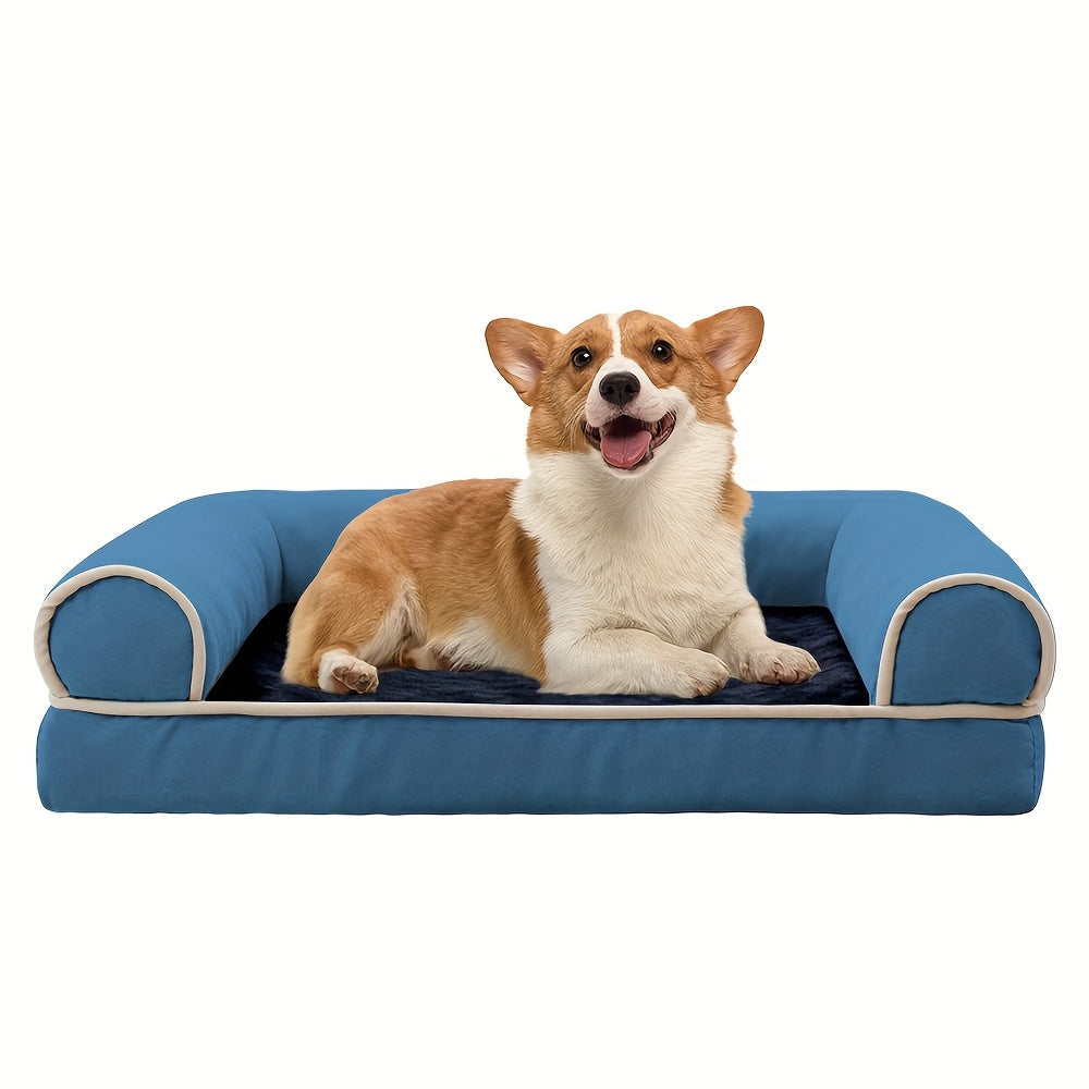 Canapé Orthopédique Gris à Mousse avec Rebord pour Chien
