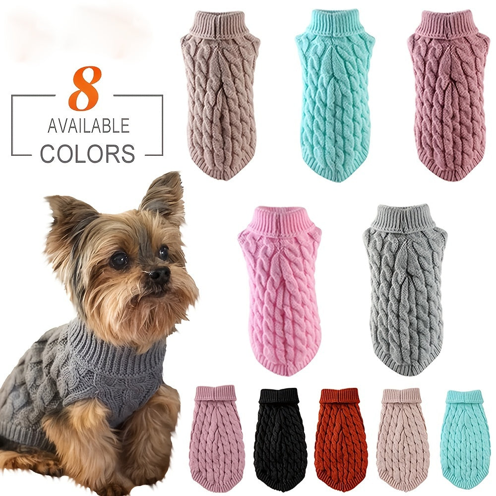Pull Tricoté Torsadé pour Chiens et Chats – Vêtement Chaud 7 Couleurs