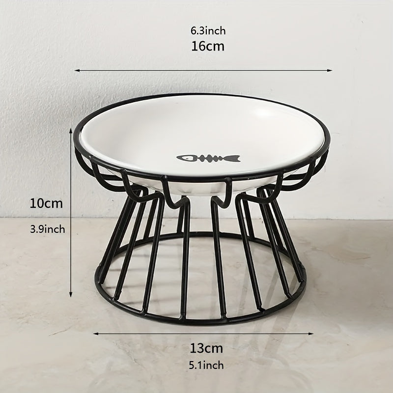 Gamelle Élevée Style Nordique – Support Métal et Bol en Céramique