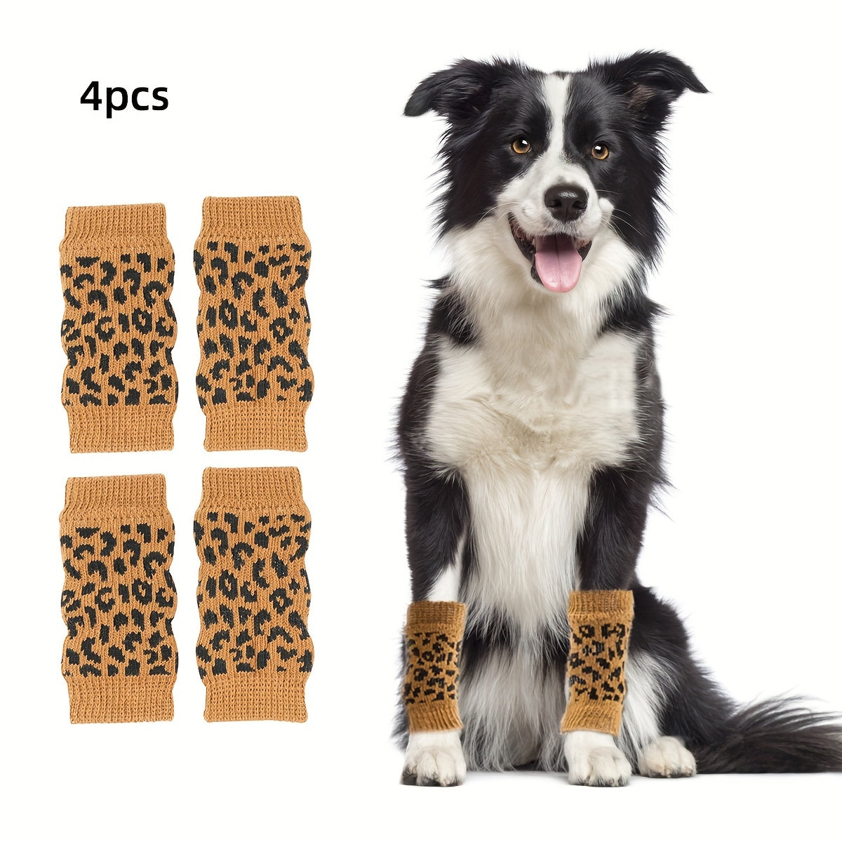 Chaussettes Léopard pour Chat et Petit Chien – Lot de 4 Antisalissures