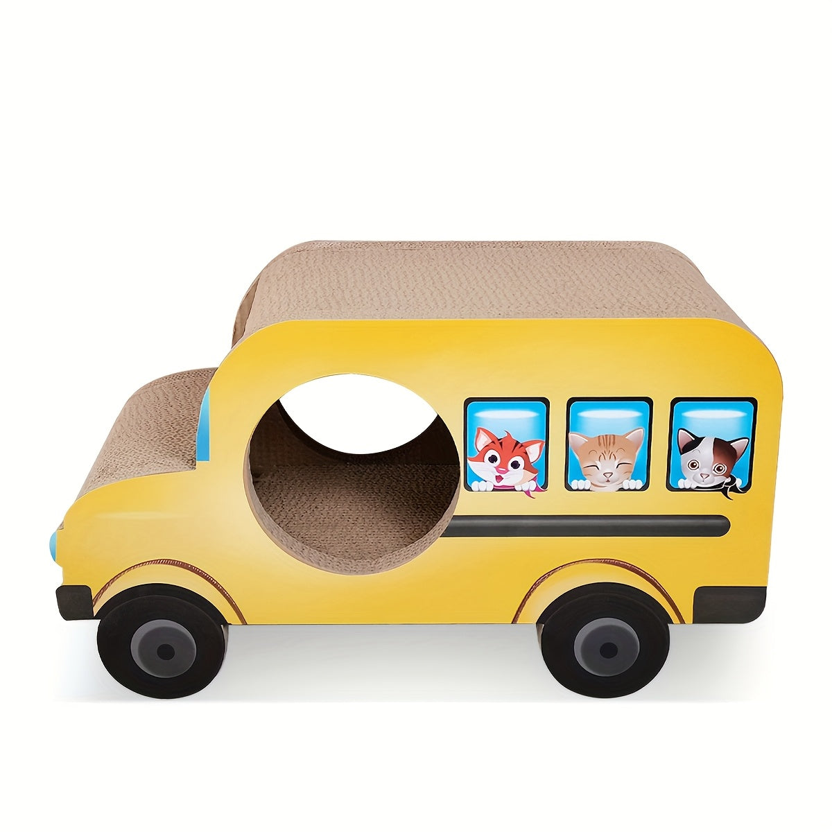 Bus Scolaire en Carton avec Griffoir pour Chat