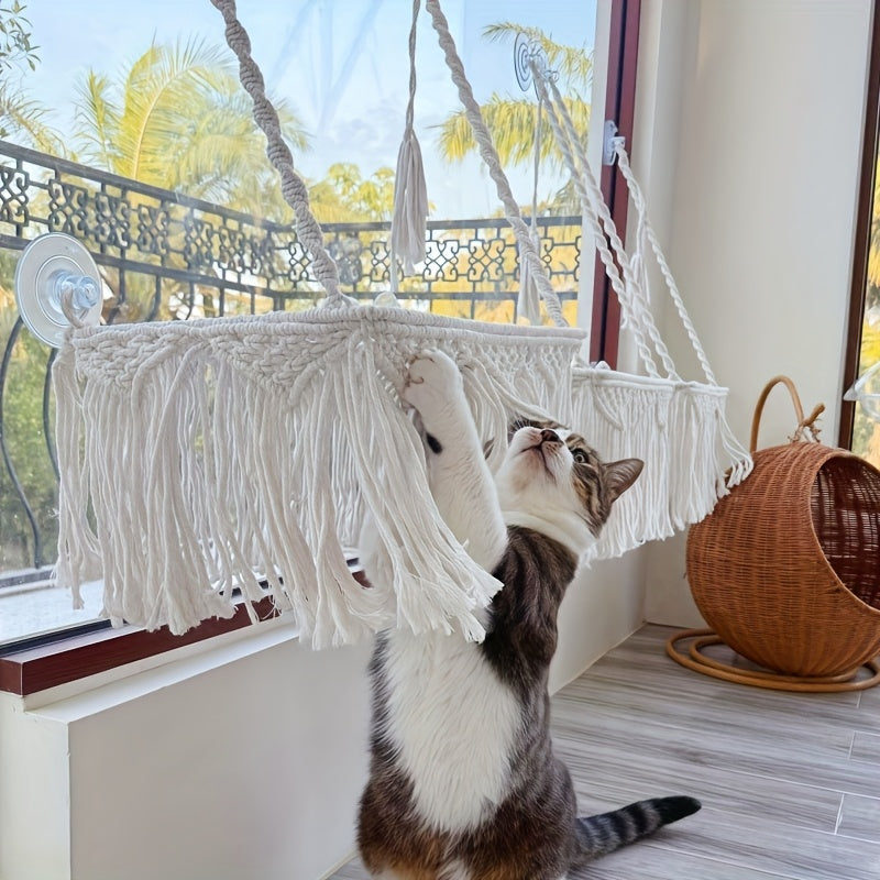 Hamac Macramé Suspendu pour Chats