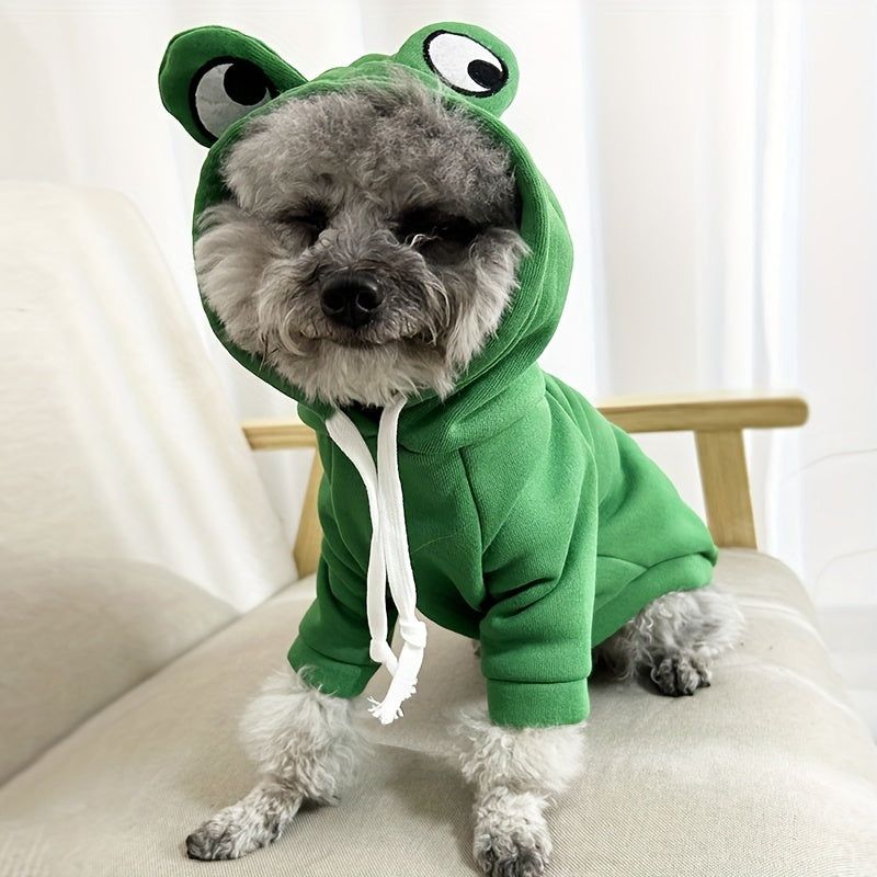 Sweat à Capuche Grenouille pour Chats et Chiens – Pull Vert Mignon en Maille Douce