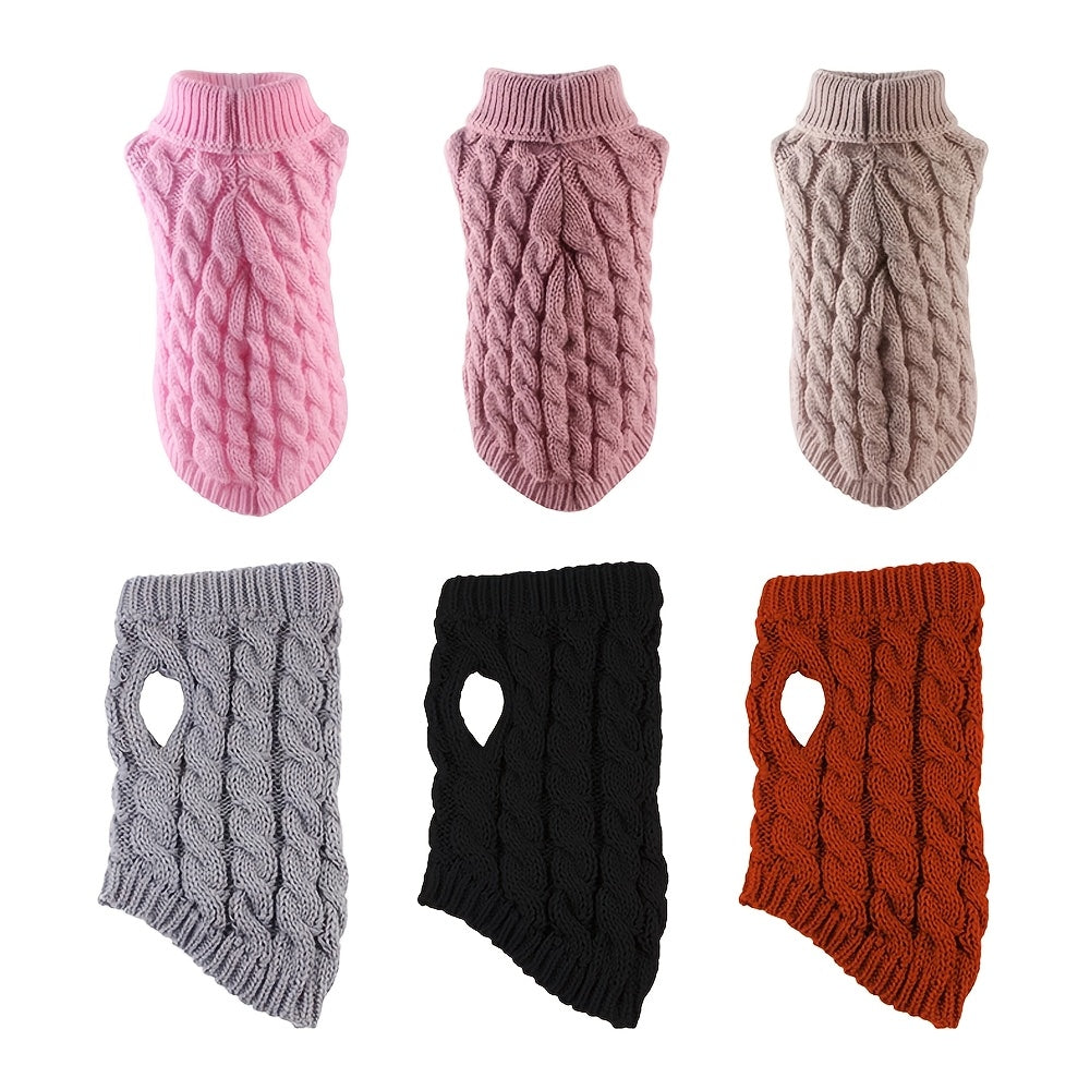 Pull Tricoté Torsadé pour Chiens et Chats – Vêtement Chaud 7 Couleurs