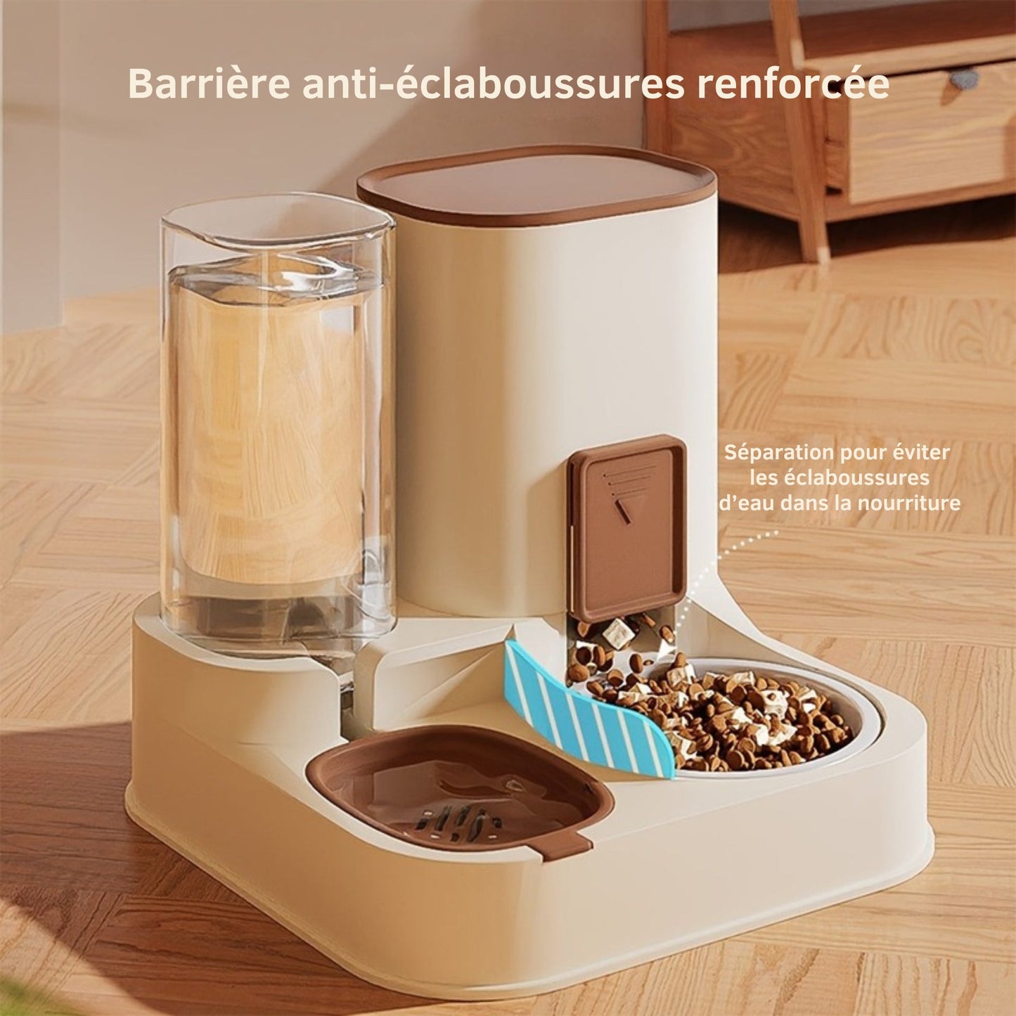 2 en 1 Distributeur automatique nourriture & eau pour chien et chat