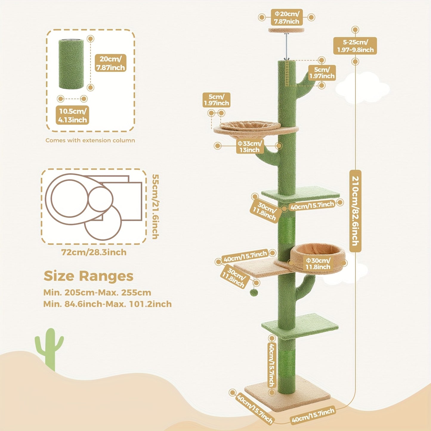 Arbre à Chat Cactus Ajustable PAWZ Road