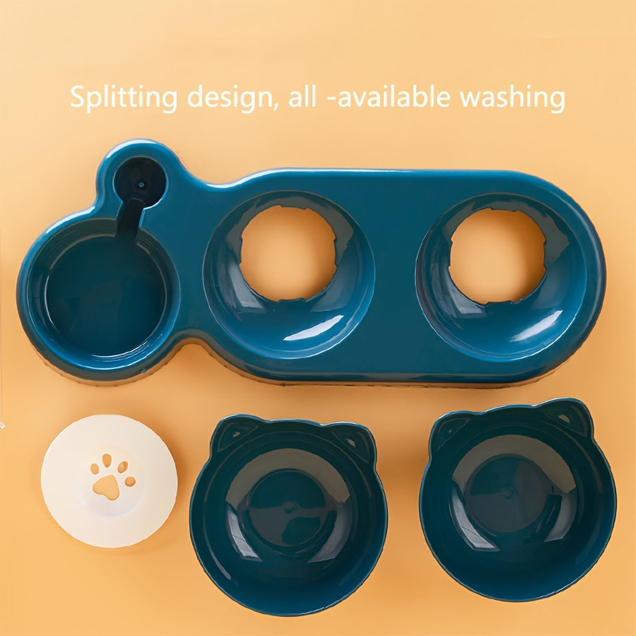 Gamelle 3 en 1 avec Réservoir d’Eau et Bols Inclinés – Design Oreilles de Chat