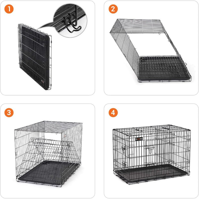 Cage Métallique Double Porte avec Séparation Amovible pour Chien