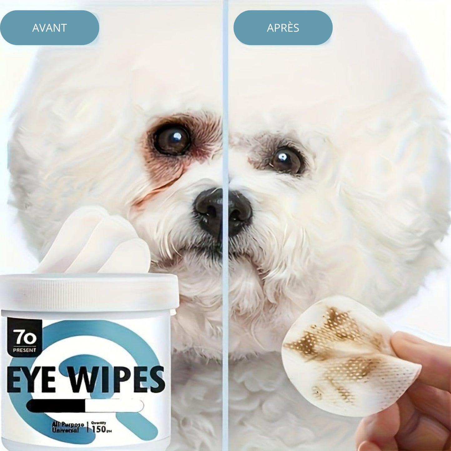 Lingettes Nettoyantes Douces pour Yeux d’Animaux