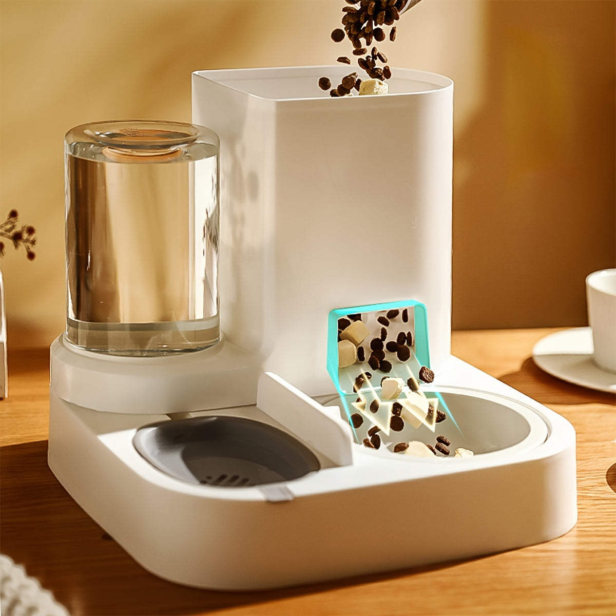 2 en 1 Distributeur automatique nourriture & eau pour chien et chat