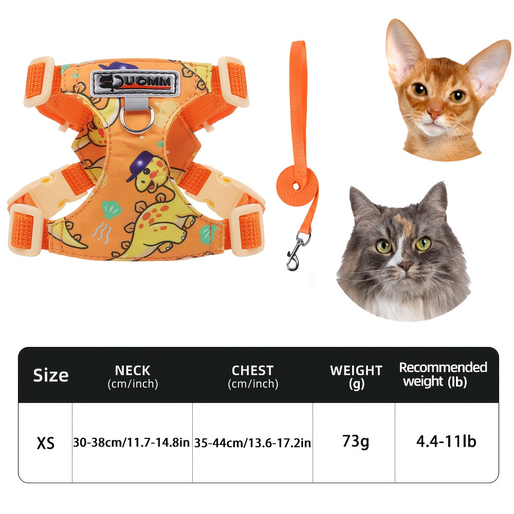 Harnais Imprimé Confortable avec Laisse pour Chats