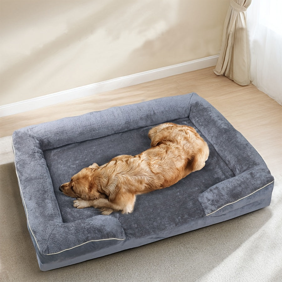 Lit Orthopédique Gris à Mousse pour Chien – Antidérapant & Déhoussable