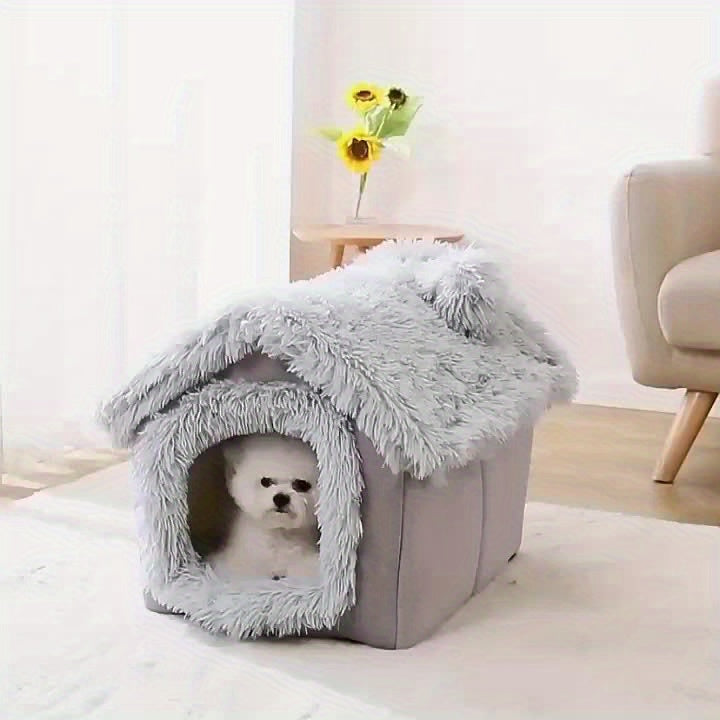 Maison douillette en forme de chalet pour chat et petit chien
