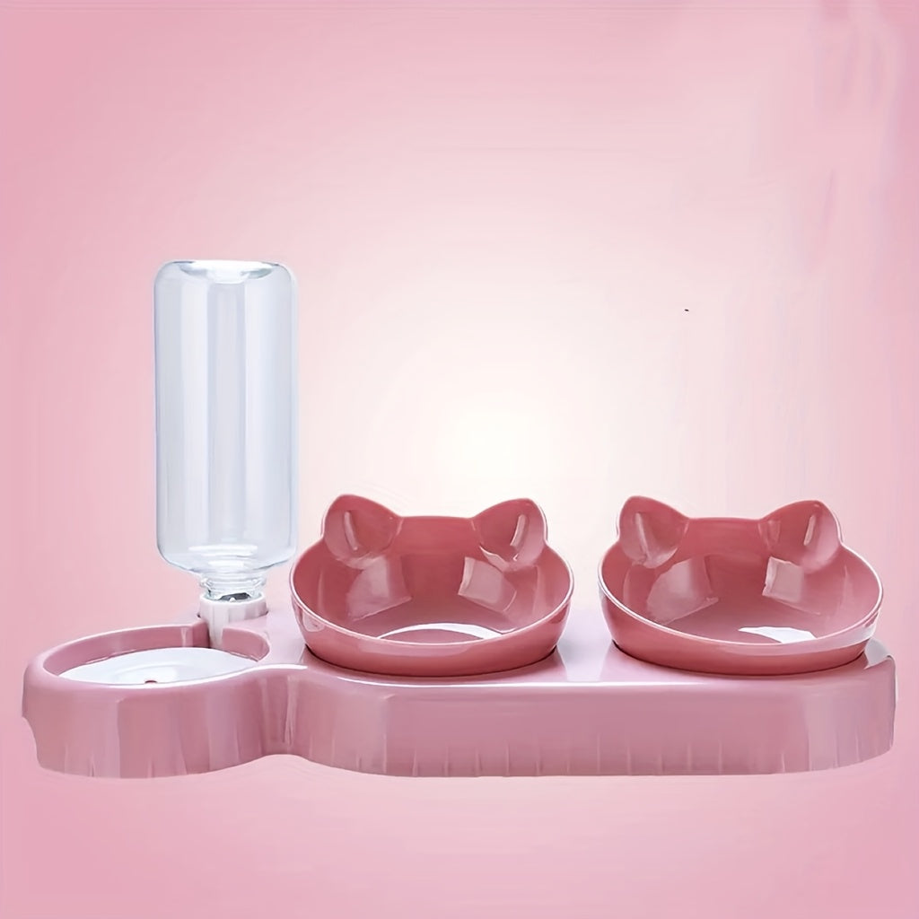 Gamelle 3 en 1 avec Réservoir d’Eau et Bols Inclinés – Design Oreilles de Chat
