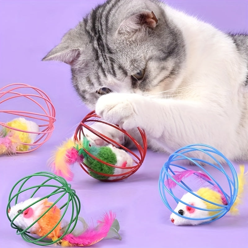 Souris Cage à Plumes pour Chat – Balle Ludique et Interactive