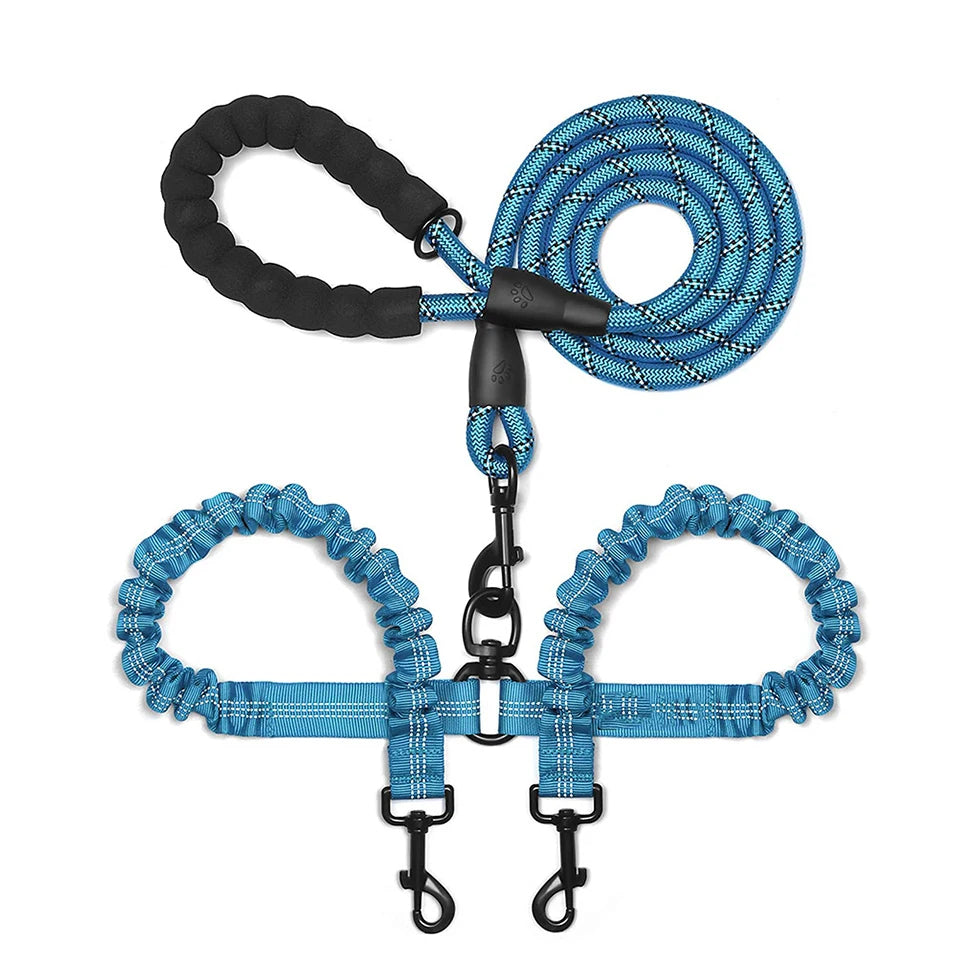 Laisse Double Corde Élastique pour Chien