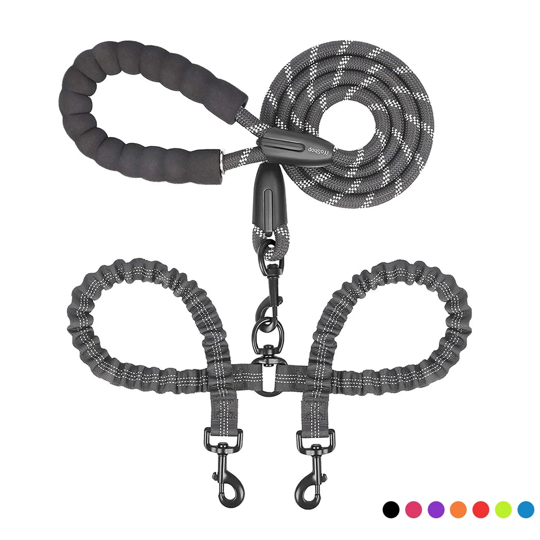 Laisse Double Corde Élastique pour Chien