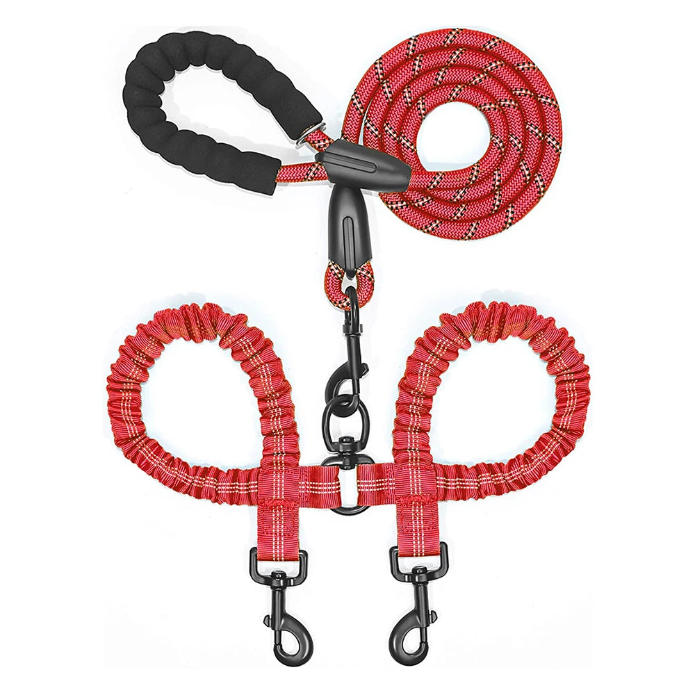 Laisse Double Corde Élastique pour Chien