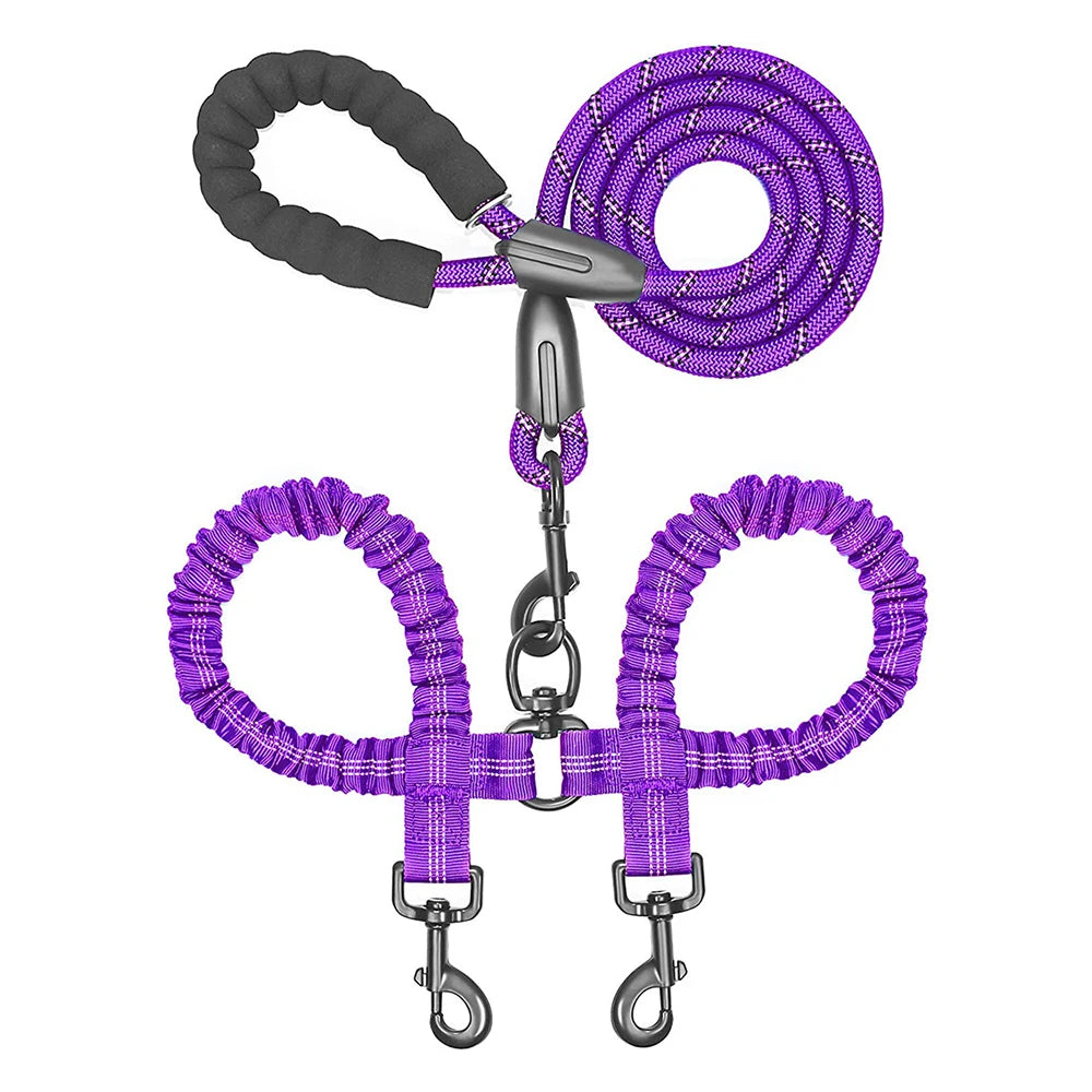 Laisse Double Corde Élastique pour Chien