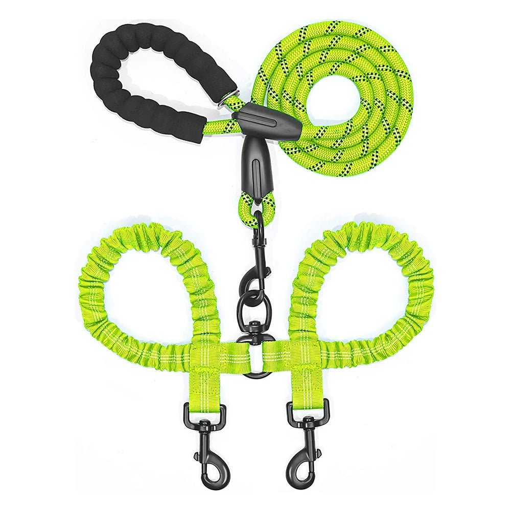 Laisse Double Corde Élastique pour Chien