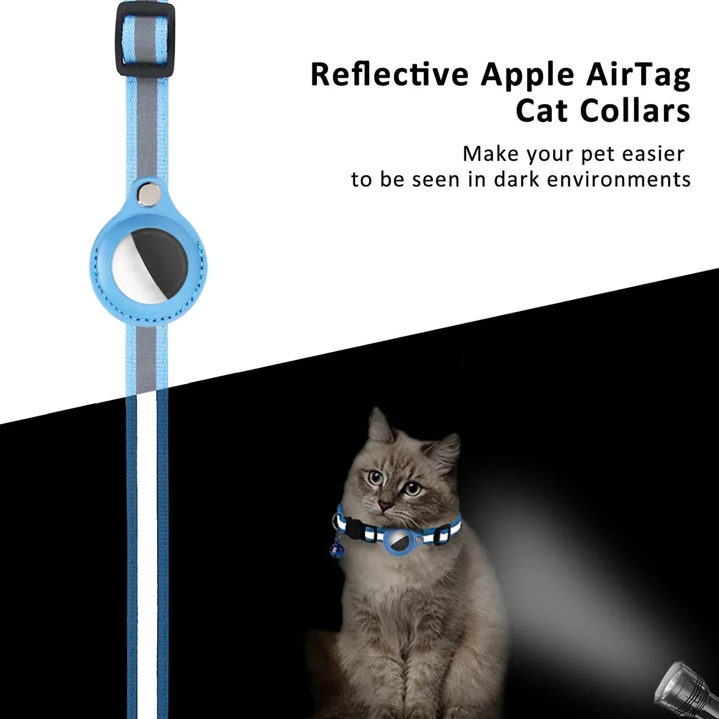 Collier Anti-Perte Réfléchissant avec Support AirTag pour Chat