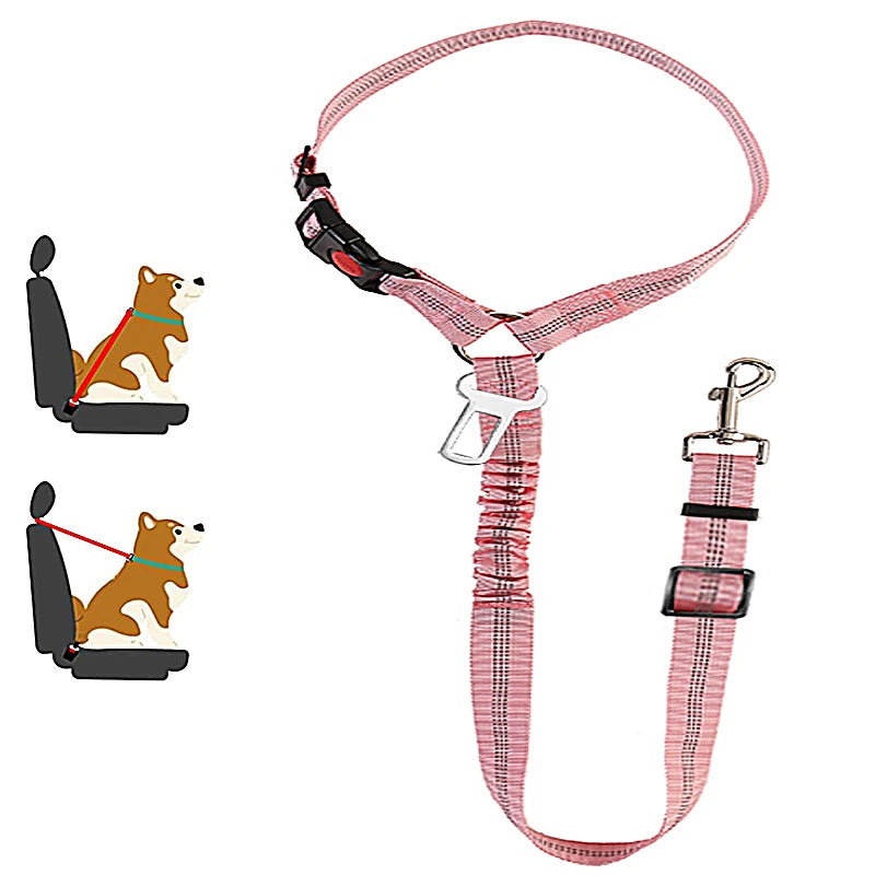 2 en 1 Ceinture de Sécurité Voiture pour Chien - Boucle & Appui-Tête