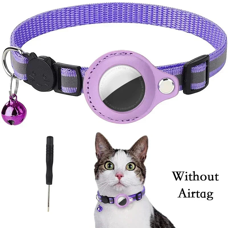 Collier Anti-Perte Réfléchissant avec Support AirTag pour Chat
