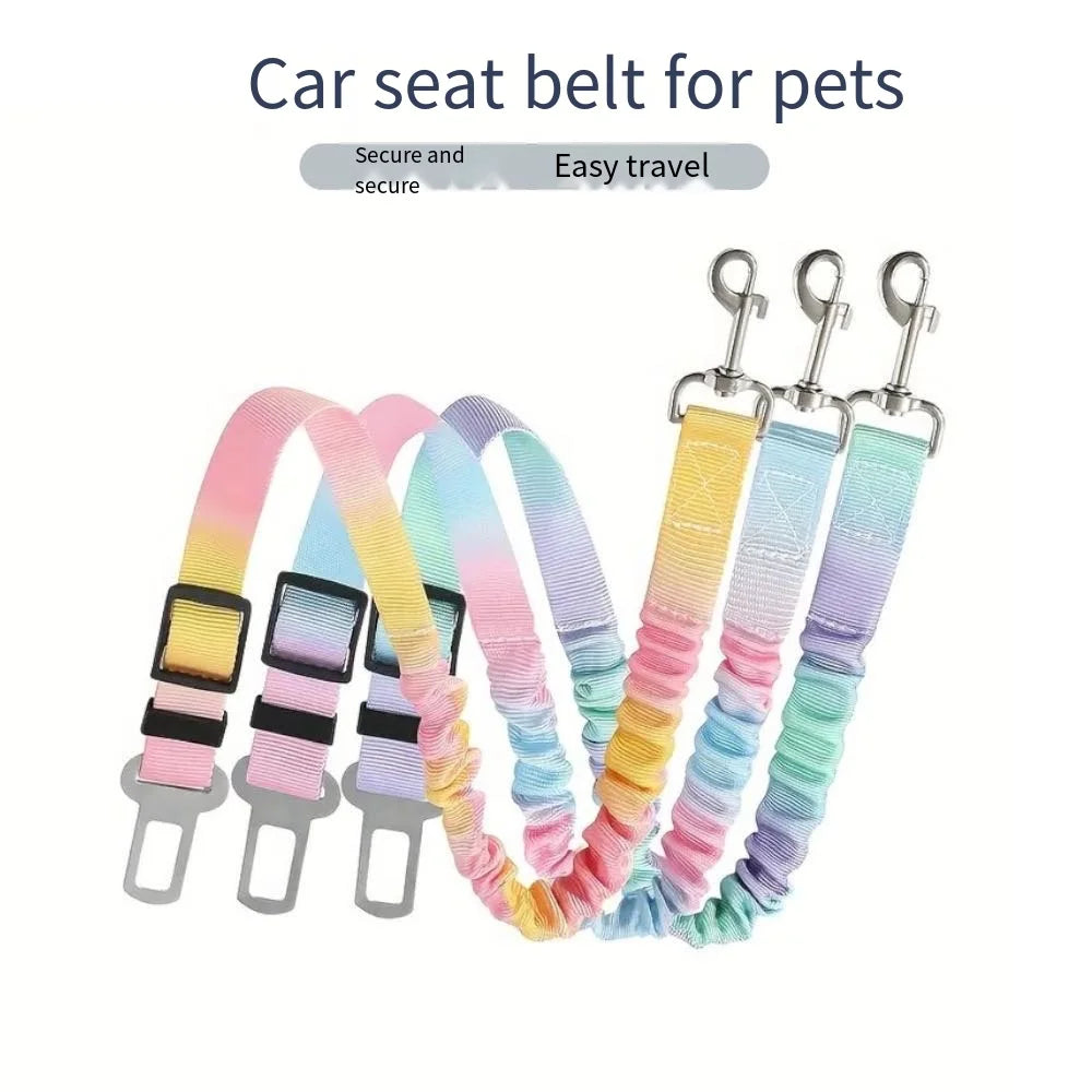 Adjustable Dog Car Seat Belt - Elastic Nylon Safety Harness for Secure Travel
