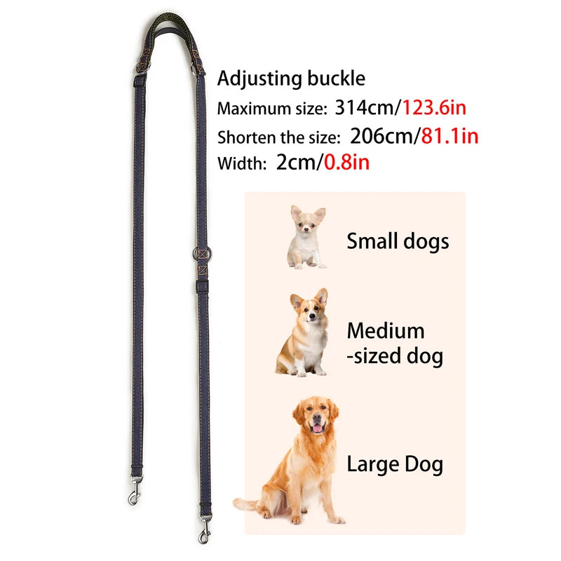 2 en 1 Laisse Multifonctions Double ou Solo Mains libre pour Chien