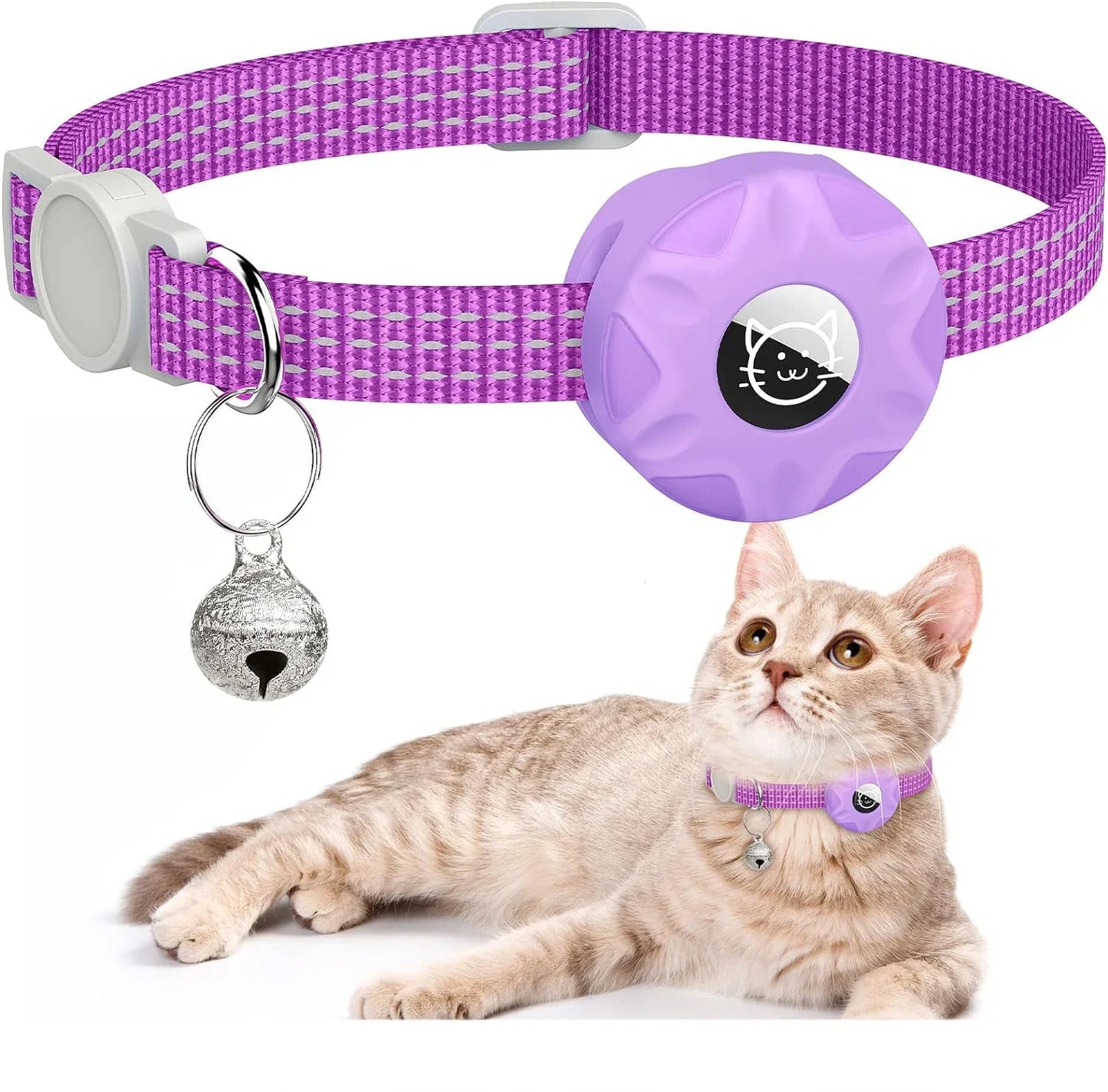 Collier Réfléchissant avec Support AirTag pour Chat