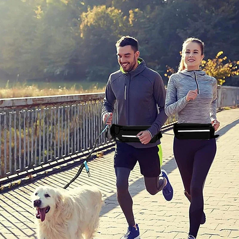 2 en 1 Laisse Mains Libres avec Sacoche Sportive pour Chien